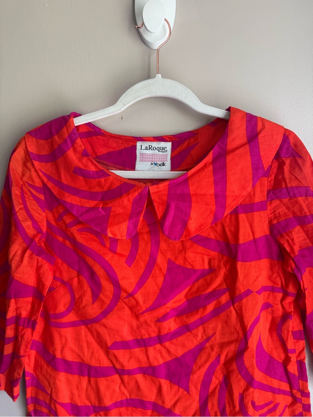 LaRoque for Belk Pink Orange Shawl Collar Dress Peter Pan Collar 50s 50s Retro 6 - Picture 3 of 14